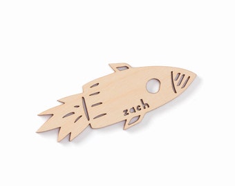 Custom Magnet - Rocket Space Ship - Wooden Lasercut Personalized Fridge Magnet