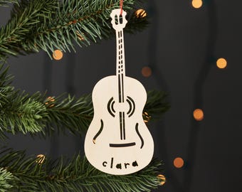 Custom Guitar Music Ornament - Wooden Lasercut Holiday Tree Ornament