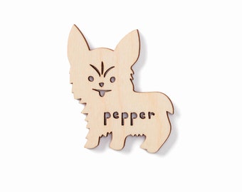 Custom Dog Magnet - Yorkshire Terrier Yorkie - Wooden Lasercut Personalized Pet Fridge Magnet