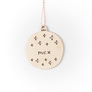 Custom Holiday Christmas Ball Crosshatch Ornament- Lasercut Birch