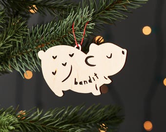 Custom Hamster Ornament - Wooden Lasercut Holiday Tree Ornament