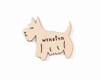 Custom Dog Magnet - Scottie - Scottish Terrier West Highland White Terrier- Wooden Lasercut Personalized Pet Fridge Magnet