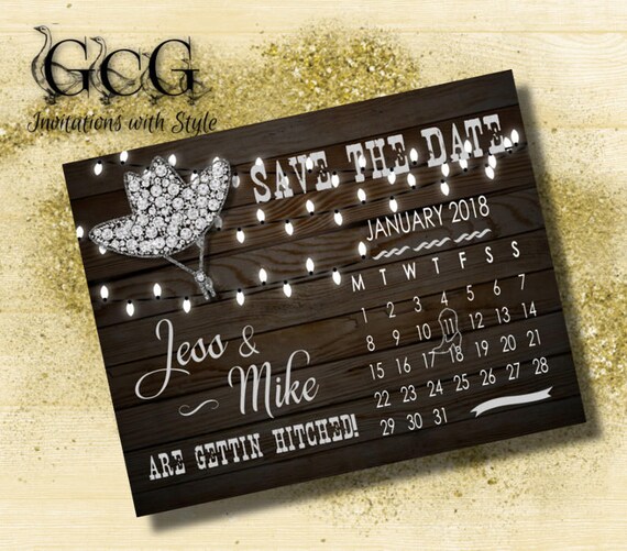Rustic Save The Date Calendar Magnets Wedding Magnet Wood Etsy