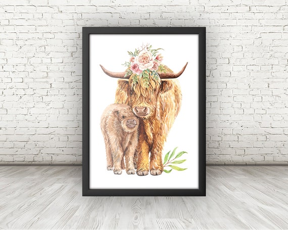 Highland Cow, Highland Cow Print, Newborn Gift, Instant Download, Il_570xn