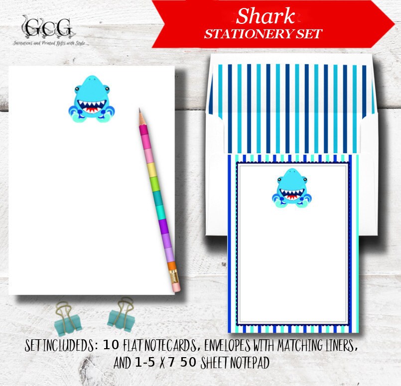 shark stationery set for