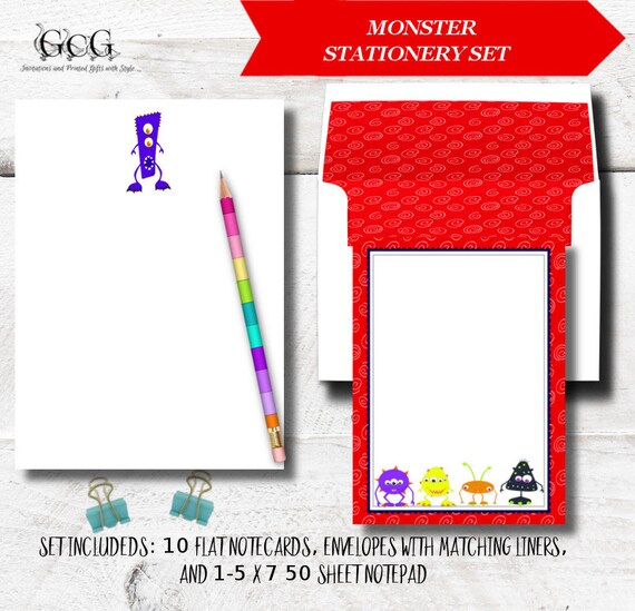 monster stationery set for
