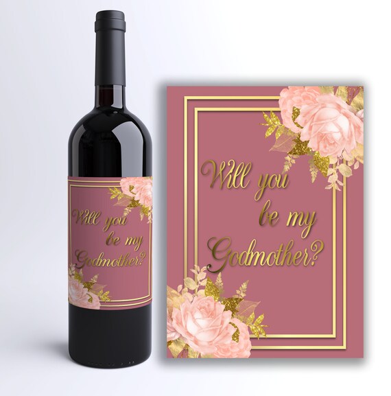 Will You Be My Godmother Wine Label Diy Sticker