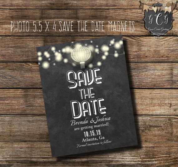 Chalkboard Save the Date magnets,Stinglight Save the Date personalized,Rustic Save the Date magnets,Photo Save The date Magnets,stringlite Il_570xn