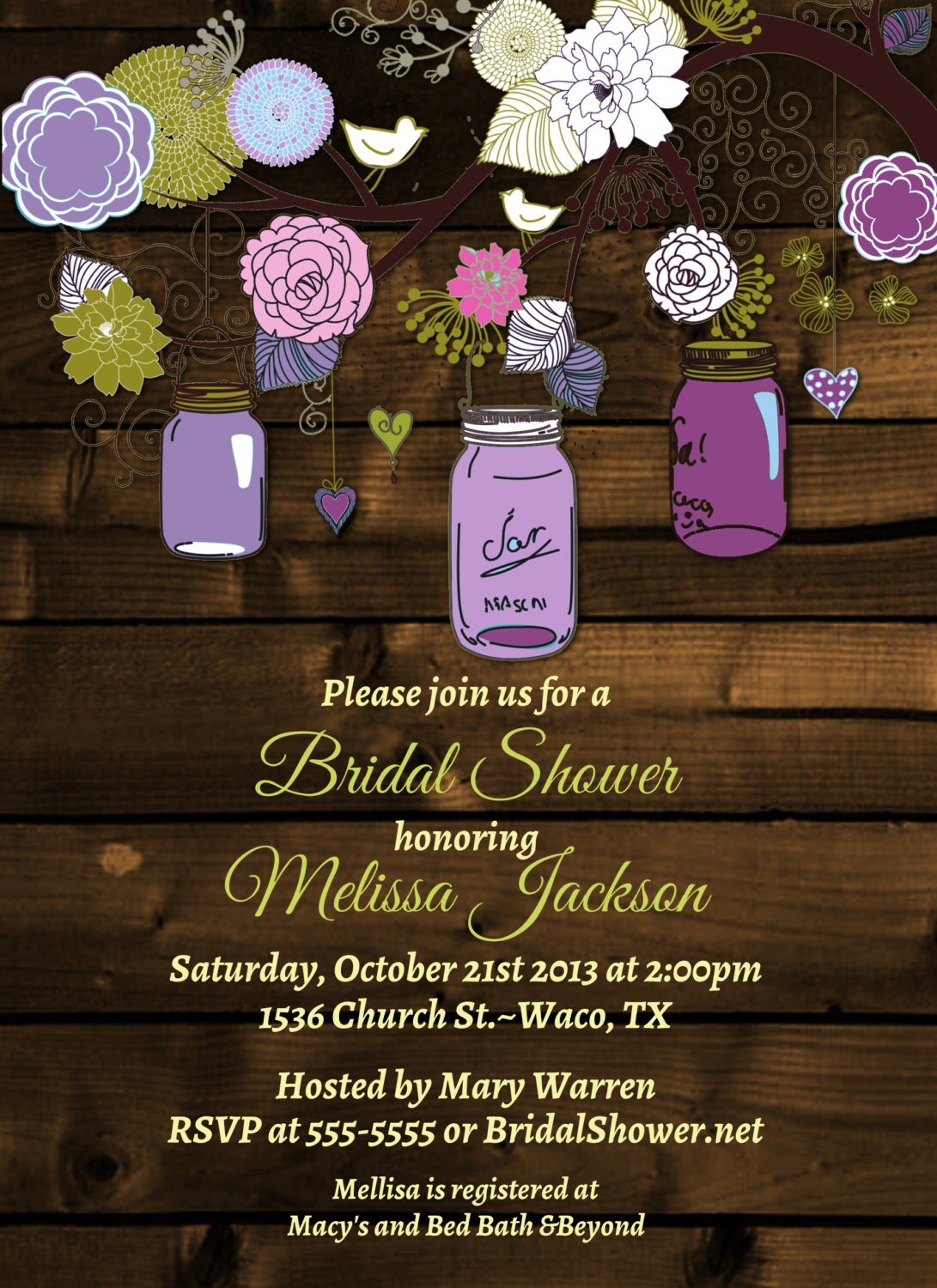 Vintage Mason Jar Invitations Bridal Shower Invitation Mason Etsy