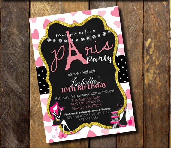 Paris Invitation Paris Birthday Invitation Paris Themed Invite