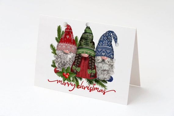 Gnome Christmas, Printable Holiday Card, Instant download, Il_570xn