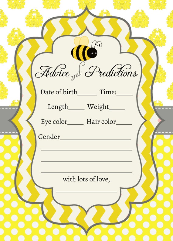 Bumble Bee Baby Shower Wishing Well Card-Printable-Chevron-Damask-Polka Dots-Instant Download-Goose Corner Greetings Il_570xn