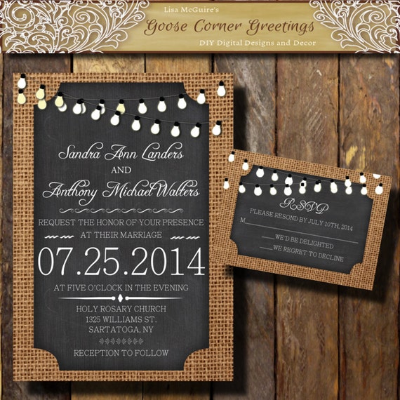 Printable Burlap Wedding Invitation String Etsy