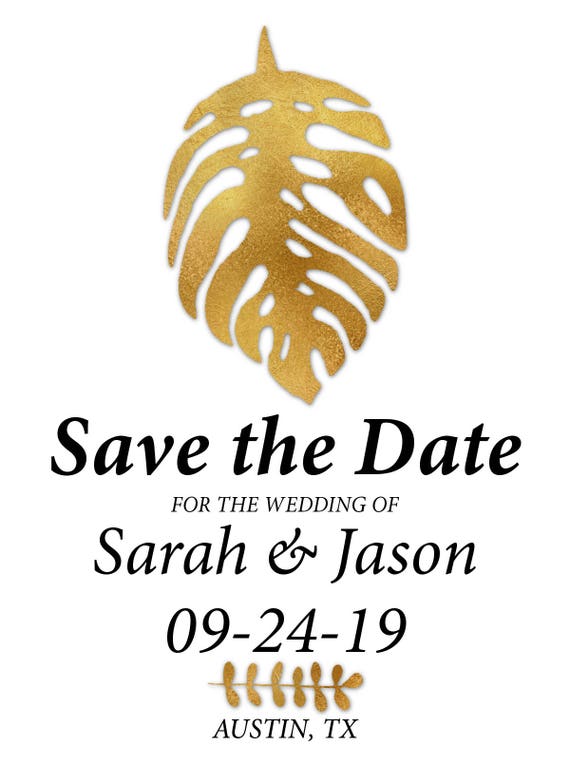 Save The Date Magnet Gold Leaf Save The Date Magnet Leaf Save