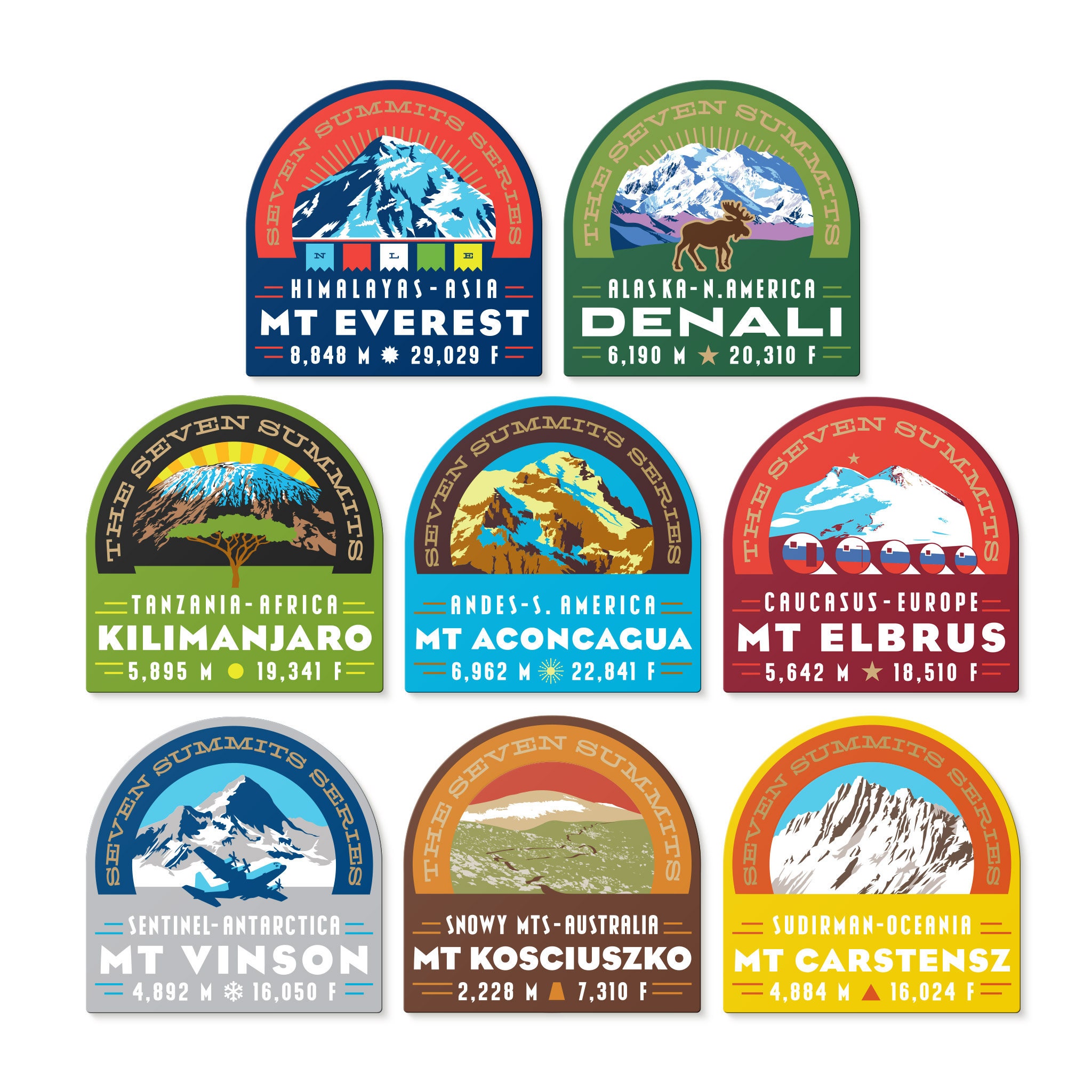 The Seven Summits Sticker Collection