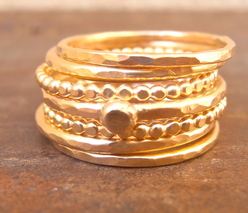 Bold Statement 7 Stackable 14k GF Wide Gold Ring With 3mm 14K Etsy