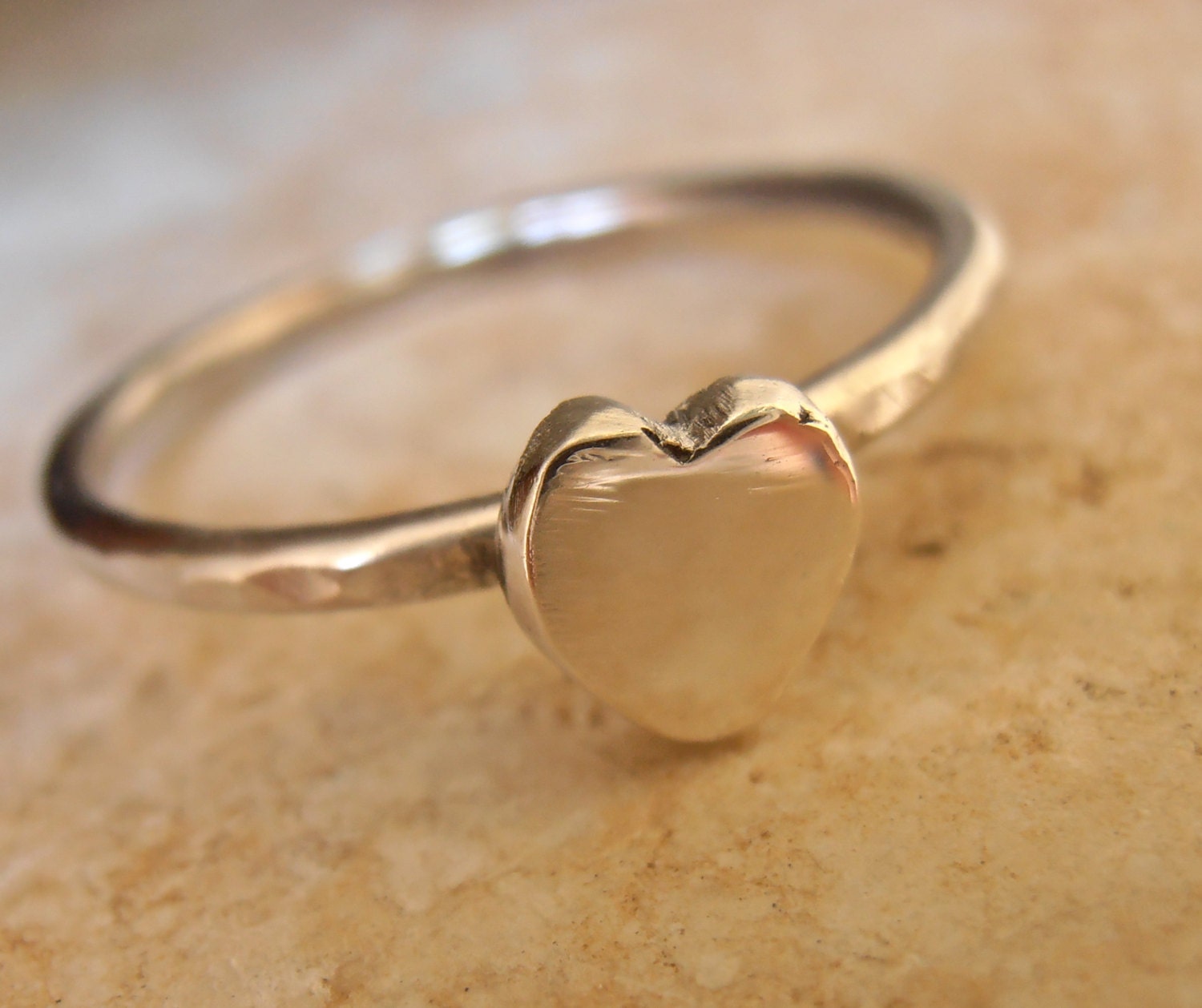 Skinny SS Rustic Heart Ring Hand Carved Heart Stacking Ring - Etsy