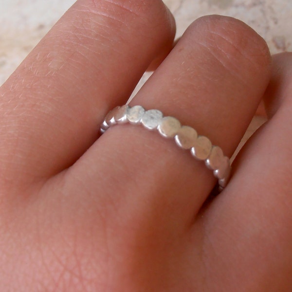 Dotted pebble ring - large organic circles SS ring- 3 mm wide.