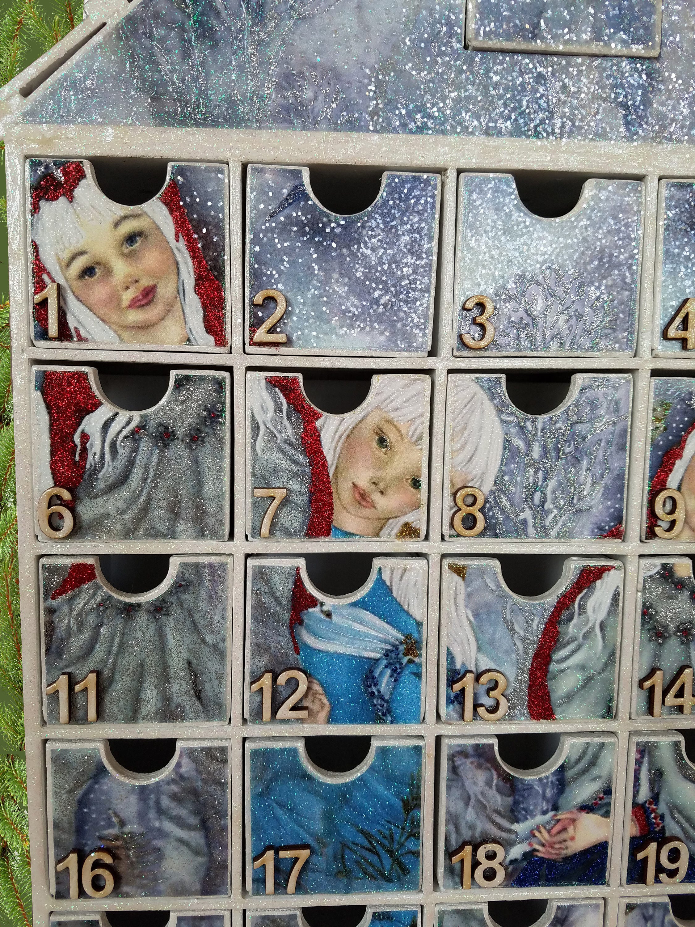 Christmas Winter Fairies II Advent Calendar Decoupage A Etsy