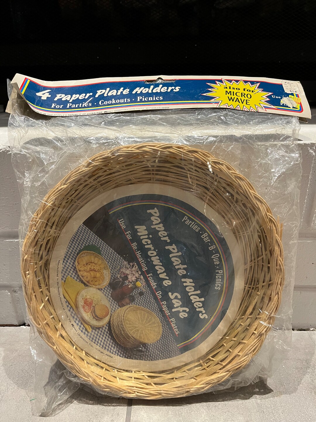 NIB Vintage Paper Plate Holders Set of 4 Wicker 70s Etsy