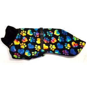 FC3303 Whippet Coat in Medium or Large - Multi Colored Tie Dye Dog Paws