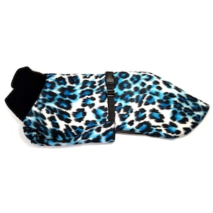 FC3312 Whippet Coat in Medium or Large - Turquoise Cheetah Print