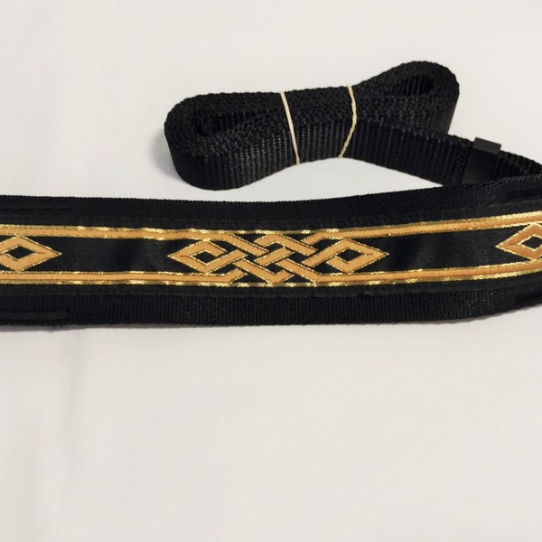 Whippet or greyhound two inch wide martingale lead. Black and Gold Celtic Knot 2ML740