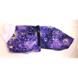 FC3296 Whippet Coat in Medium or Large - Purple Celestial Zodiac