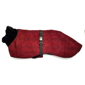 FC3308 Whippet Coat in Medium or Large - Red Cable Knit Look