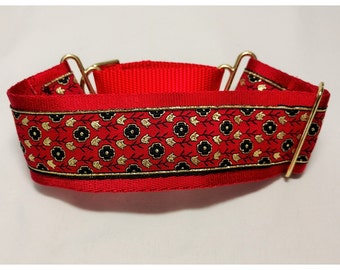 Whippet or greyhound two inch wide martingale collar. 2MC816