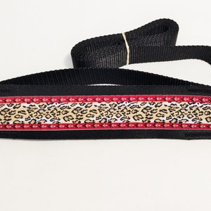 Whippet or greyhound two inch wide martingale lead. Cheetah Pattern 2ML838