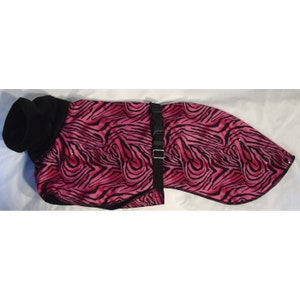 C3018 Whippet Coat in Medium or Large - Hot Pink Zebra Microfiber