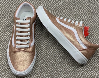 grey and rose gold vans