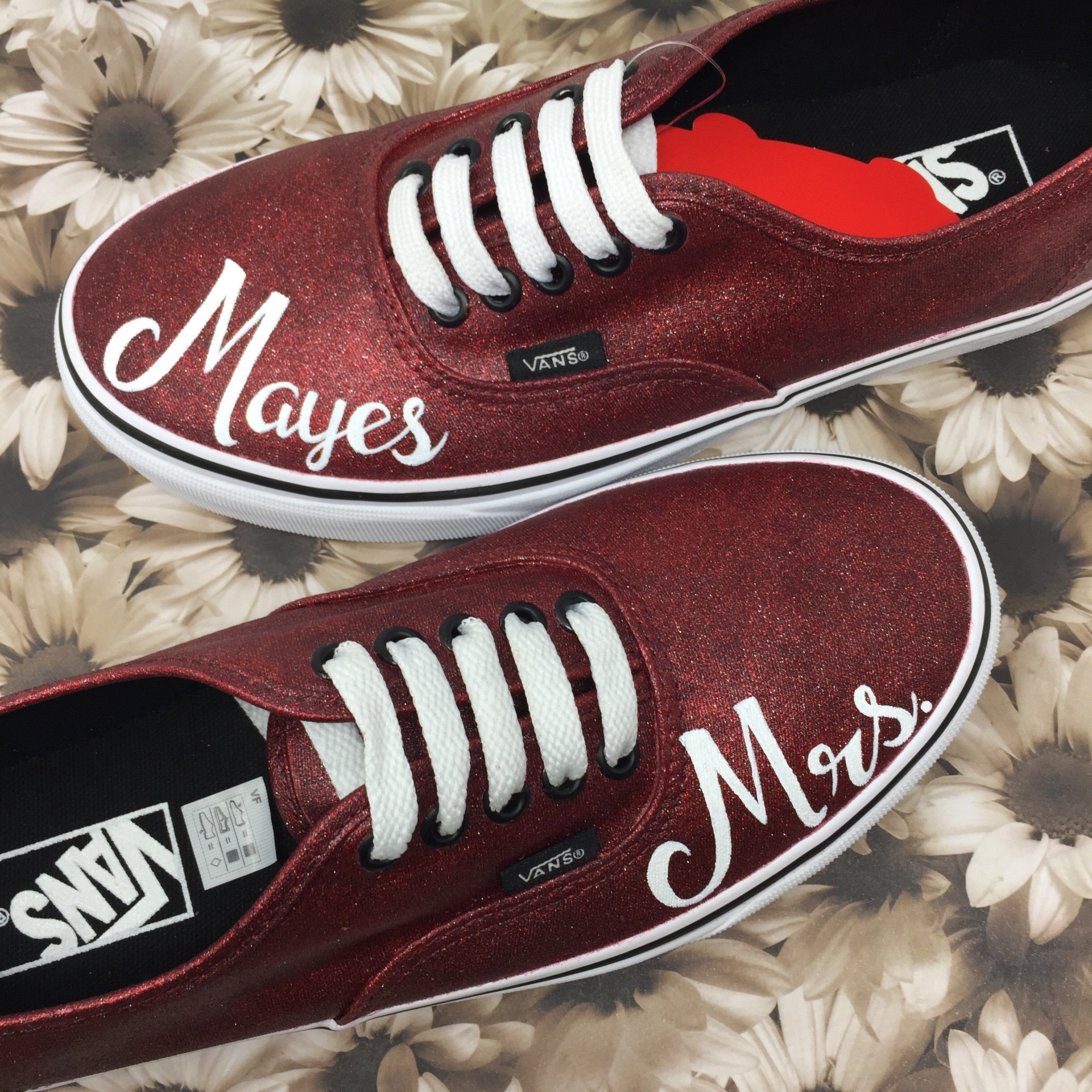 vans red glitter shoes