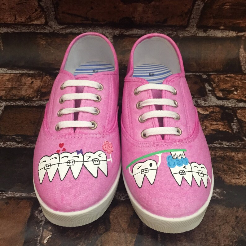 Pink Cute Tooth Shoes dentist shoes Dental Hygienist Shoes. Etsy