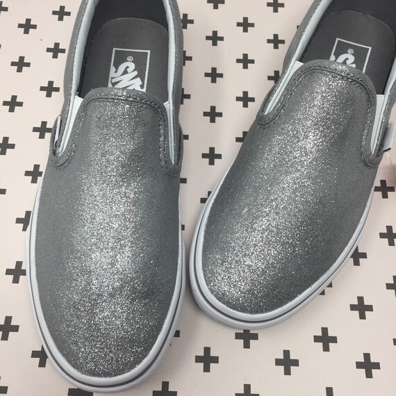 silver glitter vans