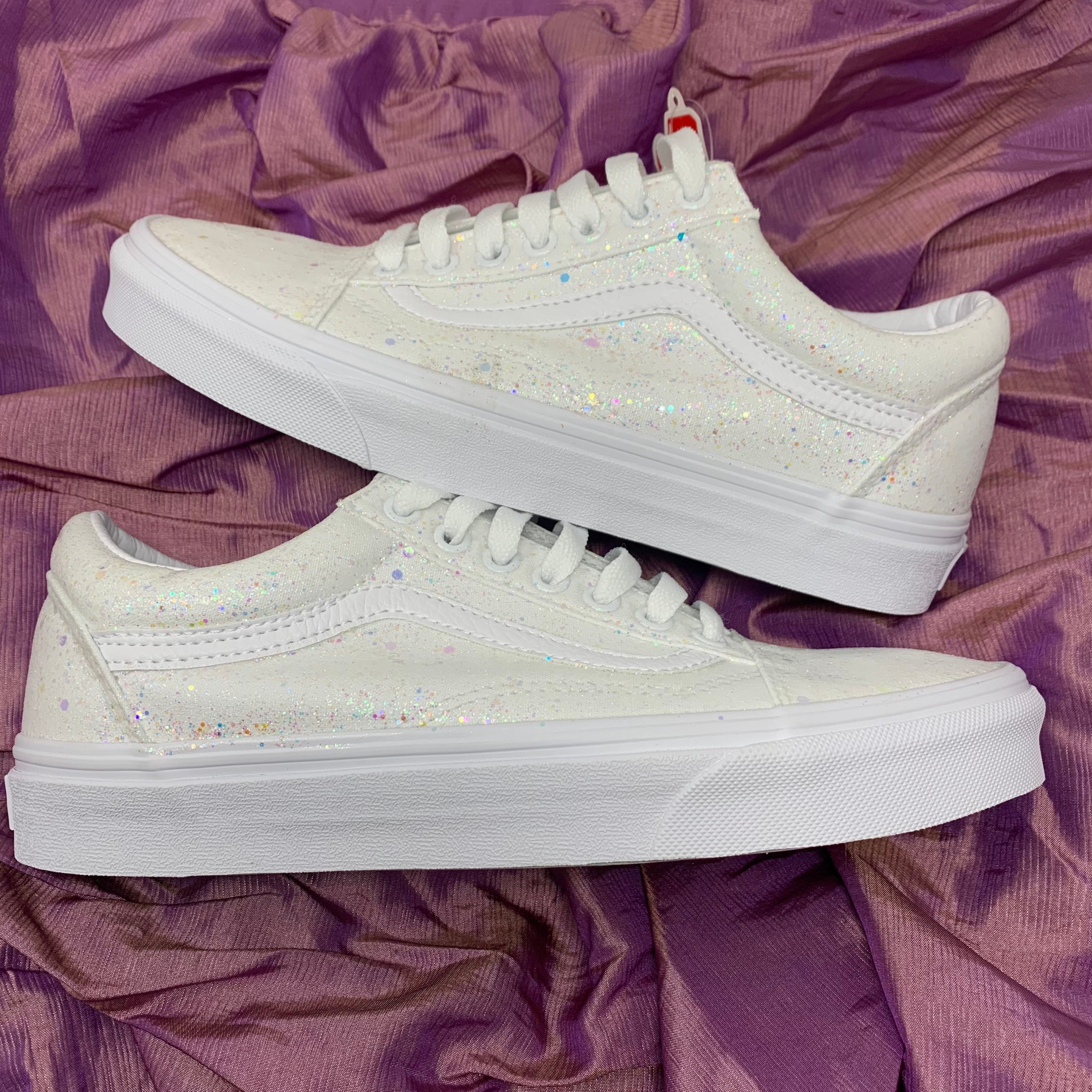 Crystal Vans Sparkle Wedding Vans. White Glitter Shoes. White Etsy