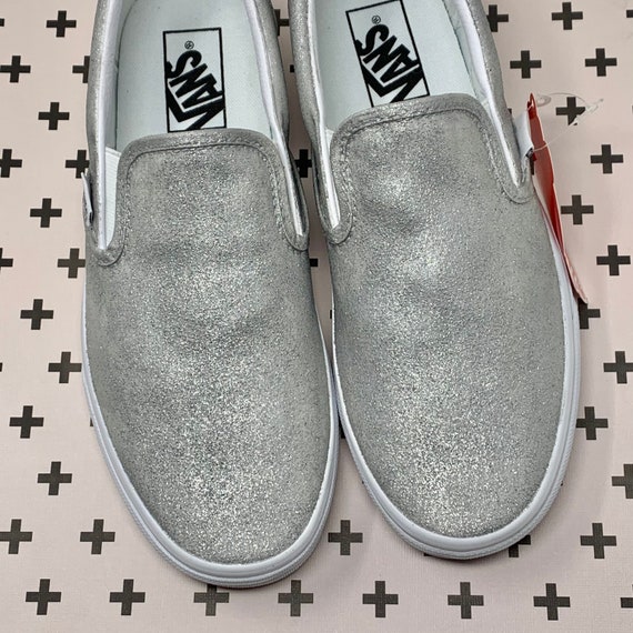 vans silver glitter shoes