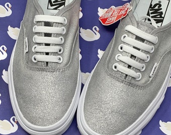 vans silver glitter shoes