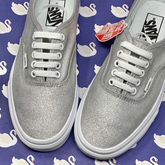 silver glitter vans