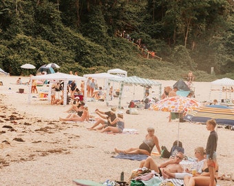 Manly Beach Print: Retro Sunbathers, Sydney Coastal Wall Art