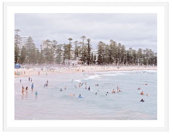 Manly Beach Print: Sydney Northern Beaches, Pastel Hues