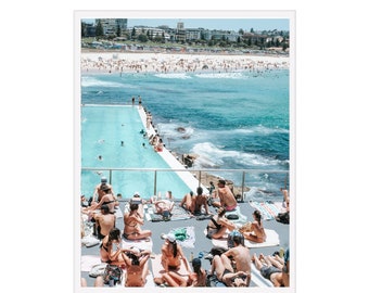 Bondi Icebergs Print: Sydney Coastal Photography, Poolside Sunbathers