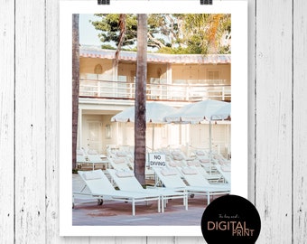 Coral Casino Cabana Print: Vintage California Pool Art (Digital Download)