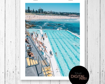 Bondi Icebergs download, Bondi beach print, Bondi beach digital print, Bondi pool wall art,  downloadable art, affordable print,