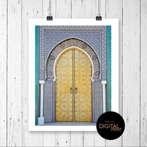 Moroccan door print, Digital download,  downloadable art, digital wall art, affordable prints, Colourful textured door, Morocco print