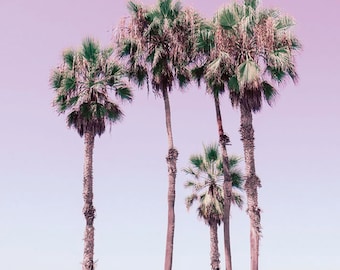 California Palm Tree Print, Vertical palm tree poster, pink and purple california print, portrait palm tree print, coastal palm tree print