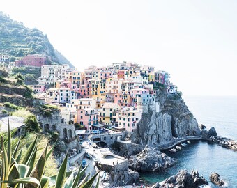 Cinque Terre print, Manarola Italy photography, coastal wall art, Italy prints, Travel prints, Travel photography, colourful, aerial photo