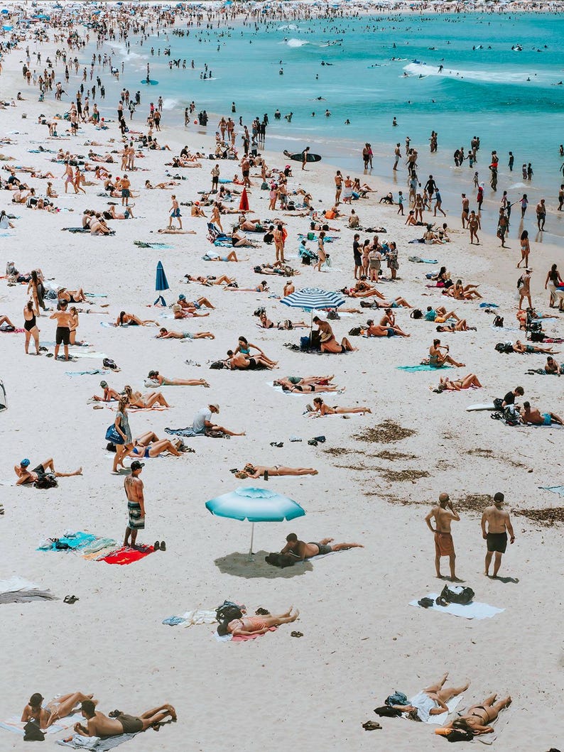 Bondi Beach People, Bondi Photography, Busy Australian Beach, Bondi ...