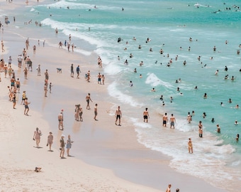Bondi Beach Print: People Swimming, Sydney Beach Photography